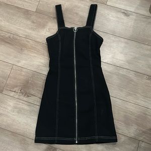 Topshop 90s Style Zip Front Black Dress